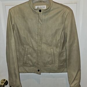 Jones New York Women's Beige Leather Jacket